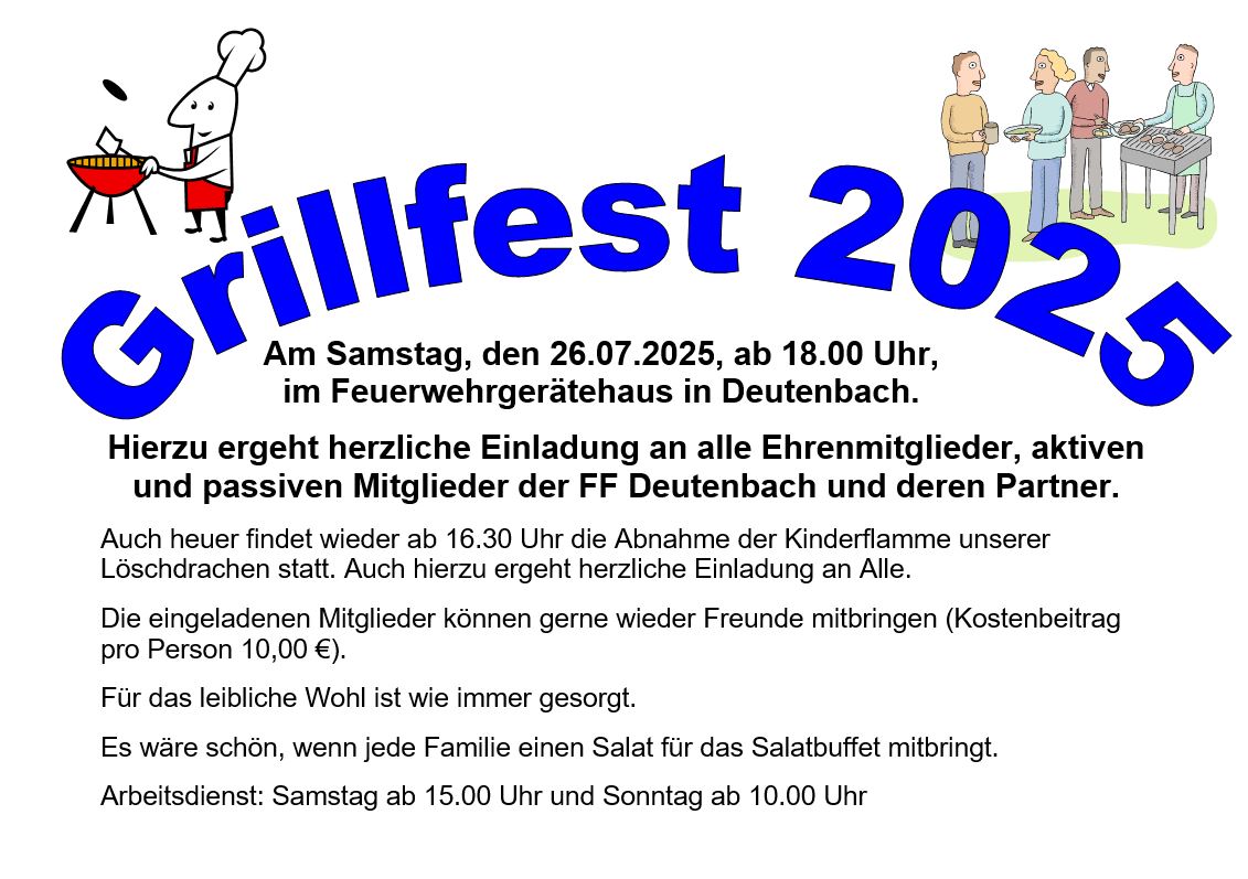 Einladung zum Grillfest am 26.07.2025